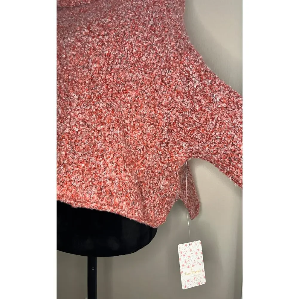 Free People BFF Red Lotus Cowl Neck Knit Sweater sz XS